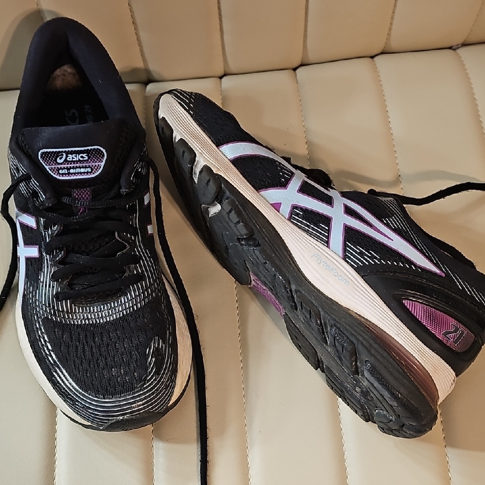 ASICS Black and Pink Athletic Shoes with Cushioned Support